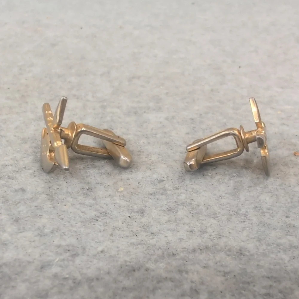 Hickok Mfg Co Usa Gold Tone Halberd Axe Spear Cufflinks - Picture 3 of 4